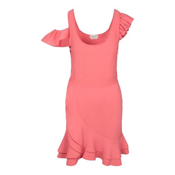 Compact Knit Mini Ruffle Dress